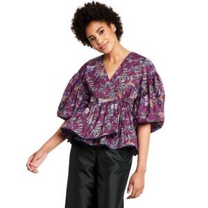 NWT Kika Vargas x Target Coral Reef Scallop Edge Wrap Top Small